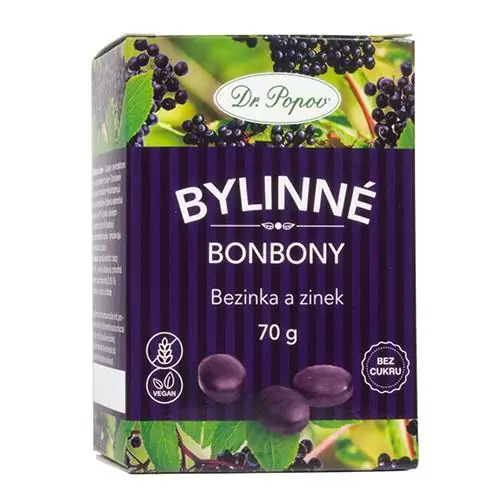 DR.POPOV Bonbony Bezinka a zinek, 70 g