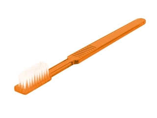 Jednorázový zubní kartáček impregnovaný zubní pastou, oranžový, 1ks