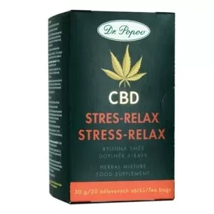 DR.POPOV Konopný čaj s CBD - Stres, relax (20 nálevových sáčků)