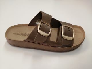 MEDISTYLE Dámský pantofel hnědý - 2 přezky (BROWN) 3FL-F310/hnědý