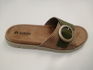 MEDISTYLE Pantofel béžový-zelený, přezka Inblu TUNDRA 5IN-NR04022