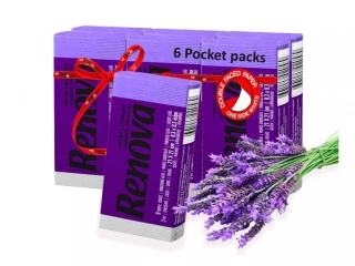Papírové kapesníčky fialové 3vrstvé, 6 x 9 ks